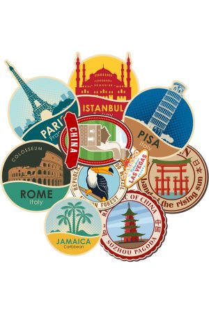 Dünya Şehirleri Temalı Laptop Notebook Kask Telefon Valiz Sticker Etiket Seti - Görsel 3