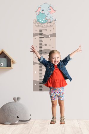 Sevimli Fil Temalı Boy Ölçer Çocuk Odası Duvar Sticker - Görsel 1