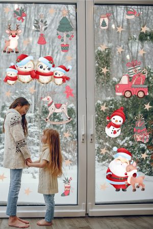 Sevimli Kuşlar Noel Baba Yıldızlar Ve Yılbaşı Süsleri Sticker Seti - Görsel 1