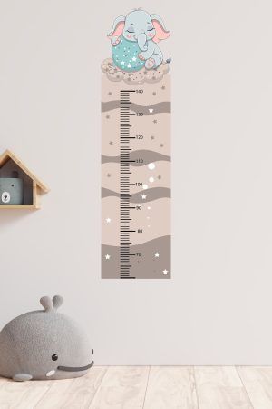 Sevimli Fil Temalı Boy Ölçer Çocuk Odası Duvar Sticker - Görsel 2