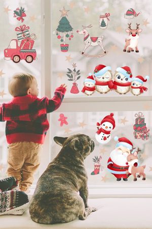 Sevimli Kuşlar Noel Baba Yıldızlar Ve Yılbaşı Süsleri Sticker Seti - Görsel 2