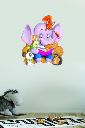 Kitap Okuyan Sevimli Hayvanlar Çocuk Odası Ve Anaokulu Duvar Sticker - Görsel 4