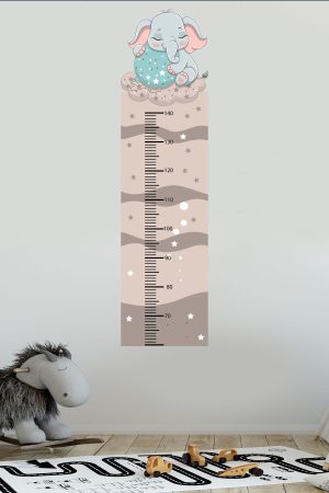 Sevimli Fil Temalı Boy Ölçer Çocuk Odası Duvar Sticker - Görsel 4