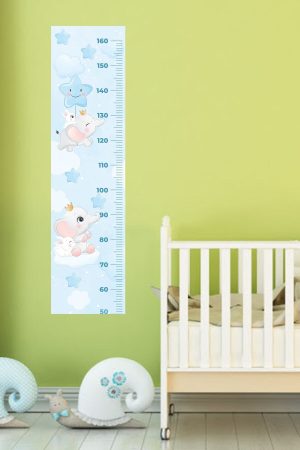 Sevimli Filler Mavi Boy Ölçme Anaokulu Ve Çocuk Odası Duvar Sticker - Görsel 5