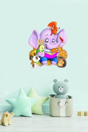 Kitap Okuyan Sevimli Hayvanlar Çocuk Odası Ve Anaokulu Duvar Sticker - Görsel 6