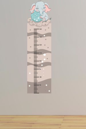 Sevimli Fil Temalı Boy Ölçer Çocuk Odası Duvar Sticker - Görsel 6
