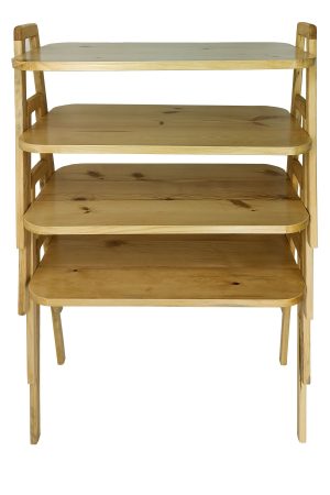 Masif Ahşap 4 Lü Zigon Sehpa 60 X 38 Cm Servis Sehpası A60-s4 - Görsel 3