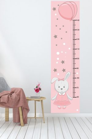 Sevimli Tavşan Ve Balon Temalı Çocuk Odası Boy Ölçer Sticker - Görsel 3
