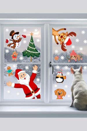 Yılbaşı Sticker Noel Baba Yılbaşı Ağacı Penguen Ve Kar Taneleri Temalı - Görsel 4