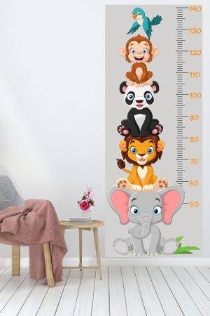 Sevimli Safari Hayvanları Boy Ölçüm Cetveli Boy Ölçer Sticker - Görsel 4