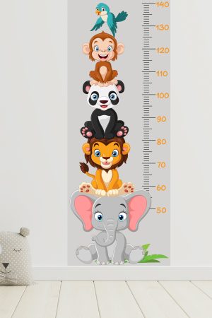 Sevimli Safari Hayvanları Boy Ölçüm Cetveli Boy Ölçer Sticker - Görsel 6