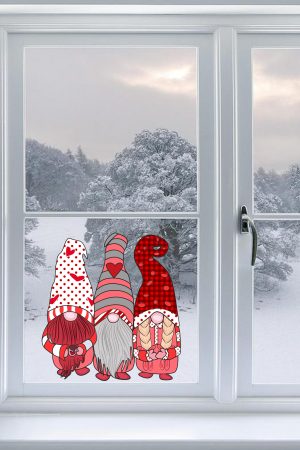 Yılbaşı Cüceler Pencere Sticker Yılbaşı Özel Sevimli Cüceler Sticker - Görsel 3