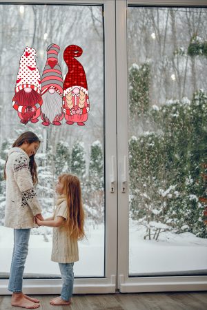 Yılbaşı Cüceler Pencere Sticker Yılbaşı Özel Sevimli Cüceler Sticker - Görsel 5