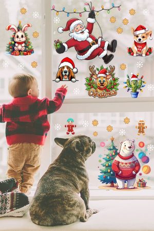 Yılbaşı Sticker Noel Baba  Sevimli Tavşan Ayı  Objeler ve Kar Taneleri - Görsel 2