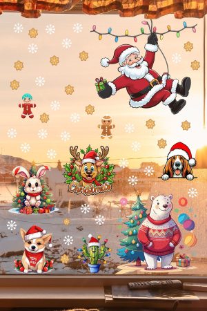 Yılbaşı Sticker Noel Baba  Sevimli Tavşan Ayı  Objeler ve Kar Taneleri - Görsel 3
