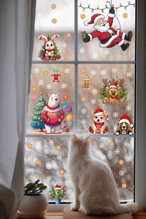 Yılbaşı Sticker Noel Baba  Sevimli Tavşan Ayı  Objeler ve Kar Taneleri - Görsel 4