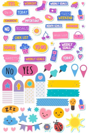 Sticker Seti- Ajanda,defter,planlayıcı Için 68 Adet Sticker Etiket Seti - Görsel 1
