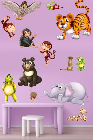 Sevimli Hayvanlar Çocuk Odası Duvar Sticker Seti - Görsel 1