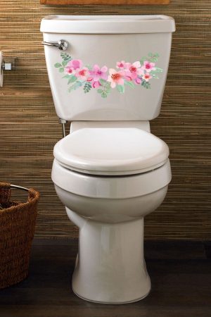 Soft Renkli Güller Klozet Kapağı Ve Banyo Sticker Seti - Görsel 1