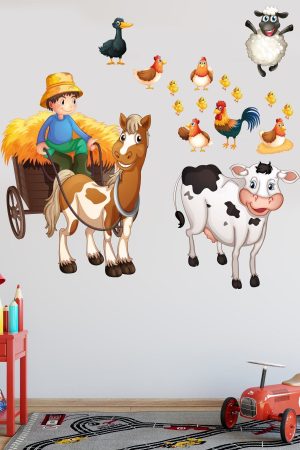 Sevimli Çiftlik Hayvanları Temalı Çocuk Odası Duvar Sticker - Görsel 1