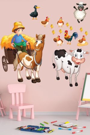 Sevimli Çiftlik Hayvanları Temalı Çocuk Odası Duvar Sticker - Görsel 2