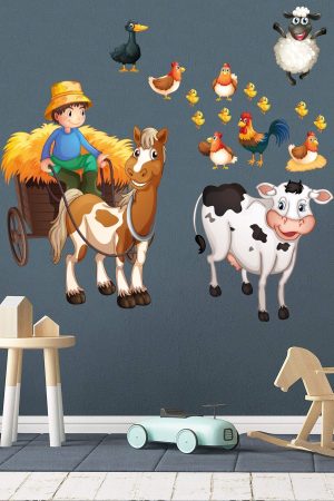 Sevimli Çiftlik Hayvanları Temalı Çocuk Odası Duvar Sticker - Görsel 3