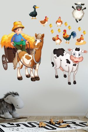 Sevimli Çiftlik Hayvanları Temalı Çocuk Odası Duvar Sticker - Görsel 4