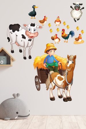 Sevimli Çiftlik Hayvanları Temalı Çocuk Odası Duvar Sticker - Görsel 5
