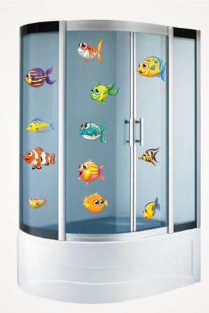 Renkli Sevimli Balıklar DuşaKabin ve Banyo Sticker - Görsel 1