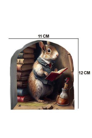 Kitap Okuyan Fare Duvar Sticker Kütüphaneci Sevimli Fare ve Fare Holü Sticker - Görsel 2