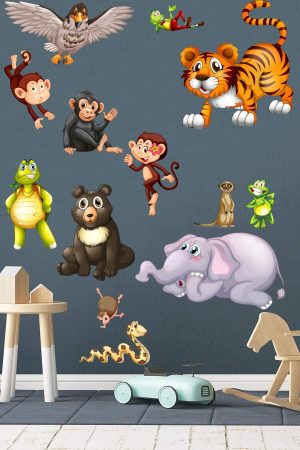 Sevimli Hayvanlar Çocuk Odası Duvar Sticker Seti - Görsel 3