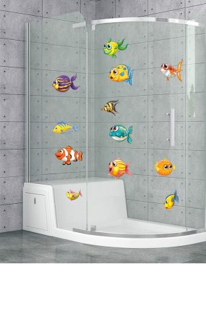 Renkli Sevimli Balıklar DuşaKabin ve Banyo Sticker - Görsel 2
