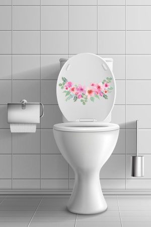 Soft Renkli Güller Klozet Kapağı Ve Banyo Sticker Seti - Görsel 2