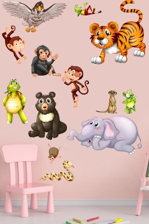 Sevimli Hayvanlar Çocuk Odası Duvar Sticker Seti - Görsel 4