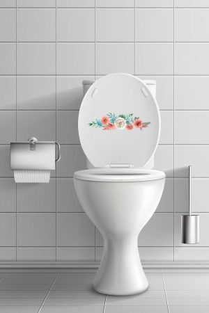 Renkli Çiçekler Güller Klozet Kapağı Ve Banyo Sticker Seti - Görsel 3