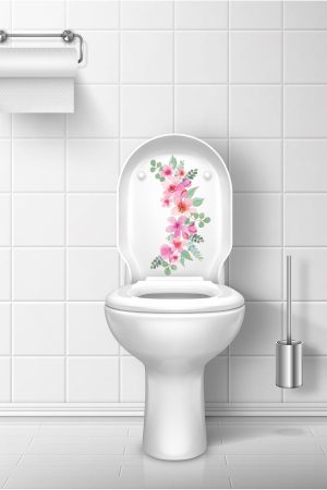 Soft Renkli Güller Klozet Kapağı Ve Banyo Sticker Seti - Görsel 3