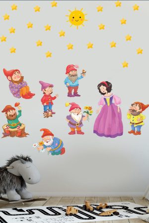 Pamuk Prenses Ve Yedi Cüceler Anaokulu Ve Çocuk Odası Duvar Sticker - Görsel 3