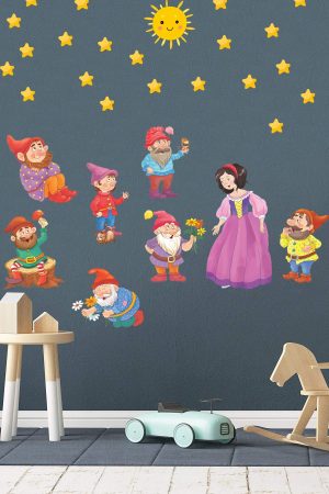 Pamuk Prenses Ve Yedi Cüceler Anaokulu Ve Çocuk Odası Duvar Sticker - Görsel 4