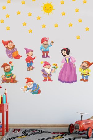 Pamuk Prenses Ve Yedi Cüceler Anaokulu Ve Çocuk Odası Duvar Sticker - Görsel 5