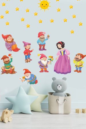 Pamuk Prenses Ve Yedi Cüceler Anaokulu Ve Çocuk Odası Duvar Sticker - Görsel 6
