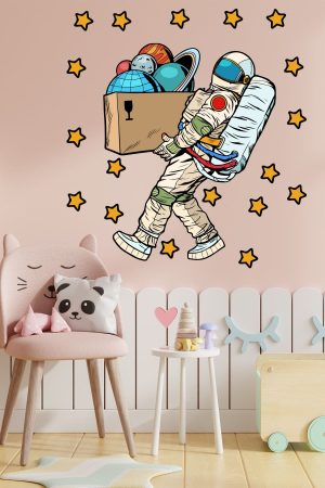 Gezegenleri Taşıyan Astronot Ve Yıldızlar Çocuk Odası Duvar Sticker - Görsel 8