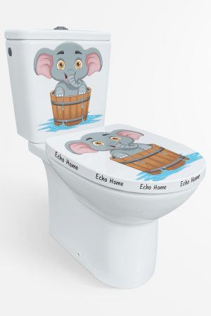 Fıçıdaki Sevimli Fil Klozet Sticker Banyo Sticker - Görsel 2