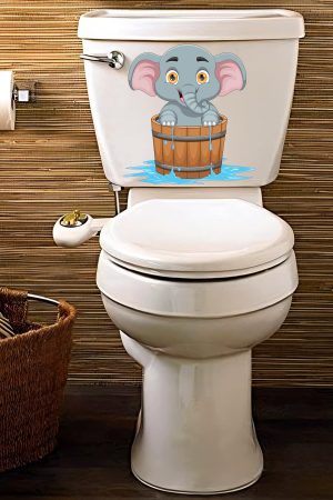 Fıçıdaki Sevimli Fil Klozet Sticker Banyo Sticker - Görsel 4